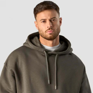 <b>Men's</b> Custom Logo Pullover <b>Hoodie</b> <b>Oversized</b> Fit 400-500 GSM Heavyweight Solid <b>Fleece</b> Washed Sweatshirt Drop Shoulder - Product Image 5