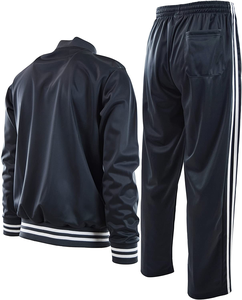 Ensemble de jogging 2 pièces léger unisexe décontracté de sport Survêtement solide avec logo personnalisé de haute qualité à rayures réfléchissantes de grande taille - Product Image 2