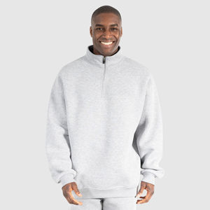 Sweat-shirt thermique à demi-zip surdimensionné pour homme avec logo personnalisé en gros, saison automne-hiver, épaules tombantes, pull en polaire 100% coton - Product Image 1