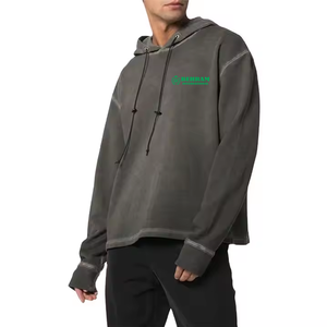 Sweat-shirts à capuche unisexes en coton French Terry, coupe droite, épaules tombantes, effet délavé vintage, séchage rapide, respirant - Product Image 2