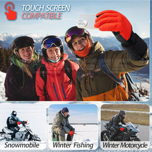 Guantes de esquí térmicos impermeables Rojo Negro Diseño transpirable para adultos Guantes de invierno para snowboard al aire libre - Product Image 5