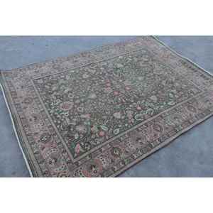 Alfombra Turca Vintage de 5.3x7.2 pies, Alfombra de Lana Verde Camuflaje - Product Image 2