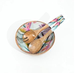 Cuencos de madera impresos con esmalte para comedor con estilo, vajilla de cocina, cuencos grandes de madera de acacia, ensaladera sólida, cuencos de Sopa por descarado Exports - Product Image 2