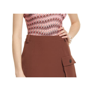 Body a girocollo alto con cut-out Open Edit in stampa geometrica a onde rosa peonia, casual, estivo/invernale, in nylon, a maniche corte, taglia XS - Product Image 3