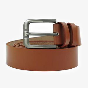 Ceinture en cuir écologique élégante et décontractée, tailles régulières et grandes tailles, ceinture en cuir marron faite à la main avec boucle en acier - Product Image 1