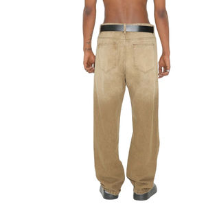 Jeans amples à jambe droite pour hommes, écologiques, respirants, style streetwear hivernal, imprimé, boutonnés, délavés, vente en gros - Product Image 3