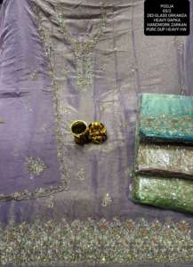 ชุดสูทเย็บปักด้วยมือดีไซน์ทันสมัยสำหรับผู้หญิงแฟชั่นอินเดีย-งานปาร์ตี้ป้องกันแสงแดดแบบดั้งเดิมดั้งเดิม - Product Image 3