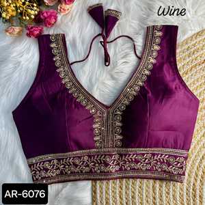 Beautiful Organza Silk Saree with Fancy Embroidery Sequins Work and Border Designer Pattern Wedding Wear Blouse with Dori Style - Product Image 5