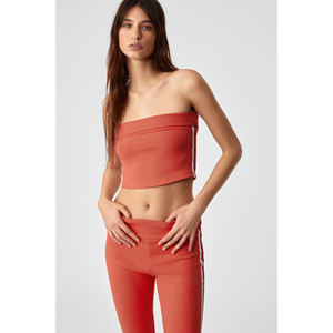 ETHIQUET BURGE Top bustier ajustado sin mangas y sin cuello con ribete a rayas para mujer - Product Image 1
