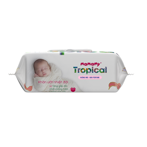 Meilleur prix 100% rayonne naturelle, lingettes humides en fibres non tissées Tropical MamaMamy, 80 pièces, protection contre les éruptions cutanées, 200x150mm pour bébé - Product Image 1