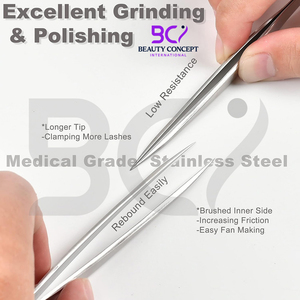Stainless Steel Eyelash Extension Set-Precision Tweezers for Grafting With PU Leather <b>Case</b> Beauty <b>Make</b>-<b>up</b> Tools - Product Image 4
