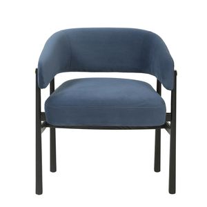 Elegante Silla de comedor de terciopelo con marco de madera maciza y detalles de metal Cómodo asiento tapizado para restaurante doméstico moderno - Product Image 1