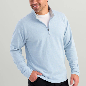 Basiques gros pull hommes vêtements nouveaux Styles bleu quart de longueur chemise zippée évacuation de l'humidité tenue décontracté sweat à capuche - Product Image 2