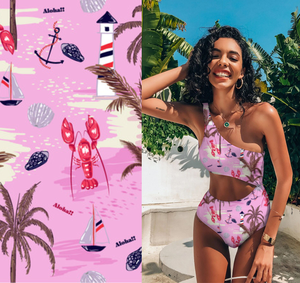 Maillot de bain <span class=keywords><strong>UV</strong></span> <span class=keywords><strong>Anti</strong></span> UFP 50 en polyester recyclé Tissu imprimé extensible écologique Style uni <span class=keywords><strong>Anti</strong></span>-pilule écologique pour doublure - Product Image 5