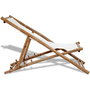 Chaise longue pliable en rotin et bambou Design léger et relaxant pour l'extérieur, la plage ou le jardin - Product Image 4