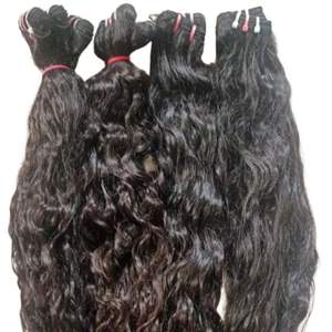 Virgin Raw Indian Temple Hair 100% Natural Black Extensiones de cabello humano de alta calidad en Body Wave y Kinky Curl Style - Product Image 1