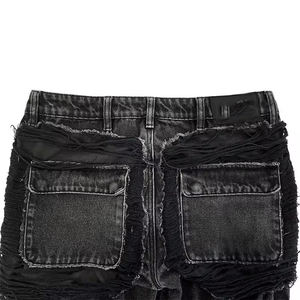 Nouvelle mode Pantalon en jean slim pour hommes Design personnalisé Pantalon évasé skinny 100% coton stretch Taille moyenne en détresse Rue haute - Product Image 6