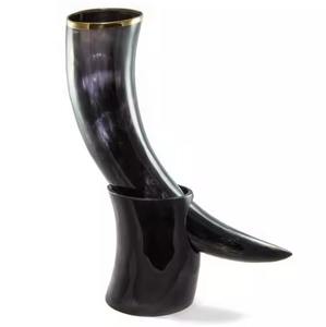 แก้วดื่มฮอร์นไวกิ้งฮอร์นโลหะทำจากควายและเขากระทิงสำหรับเบียร์ไวน์ชากาแฟนมทำด้วยมือ - Product Image 2