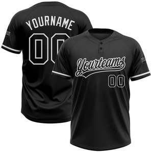 Sublimación personalizada 2-Botón Softball & Jersey de béisbol con mangas de jersey negro Venta entera" - Product Image 1