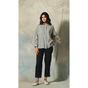 ROOMA Women's Navy Linen Pants Breathable Wide-Leg Casual Pants Elastic Waist Mid Waist Colored Wash <b>Sweet</b> Style Elastic - Product Image 1