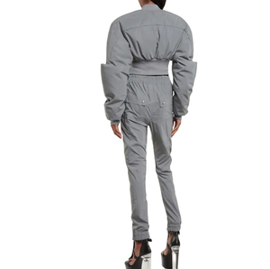 แจ็คเก็ตบอมเบอร์บุนวมสำหรับผู้หญิงแจ็คเก็ตบอมเบอร์แบบมีซิปมีกระเป๋าสำหรับฤดูหนาว - Product Image 4