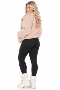 Chaqueta de Sherpa para Mujer, Abrigo Teddy Transpirable con Relleno de Poliéster, Grueso, con Cierre, Cuello Regular, para Otoño - Product Image 3