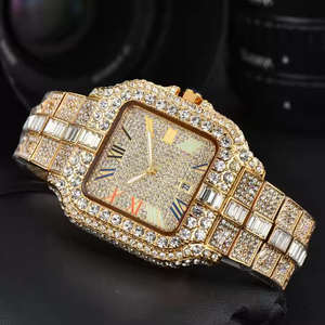 Reloj Cuadrado de Lujo con Diamantes de Moissanita, Acero Inoxidable, Mecánico, Cristal, Diseño Moderno y Elegante para Hombre y Mujer - Product Image 1