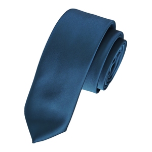 Corbata de moda delgada tejida de satén Dupon liso verde petróleo - Product Image 2