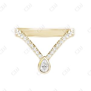 Haute Qualité V Forme 14K Or Moissanite Alliance Chevron GRA Certifié Bagues Personnalisées pour Femmes Bijoux Grossiste en CDJ - Product Image 4