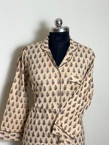 <b>Green</b> Ikat Print Women's Cotton Shirt with Handcrafted <b>Lace</b> Decoration Bohemian Style Long Sleeve Casual Top - Product Image 5