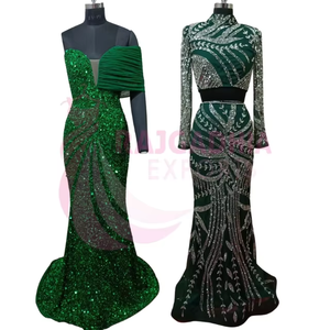 Robe de soirée verte entièrement ornée de perles, robe de mariée de fête, taille et couleur personnalisées, MOQ 5 pièces, robe élégante pour femmes - Product Image 3