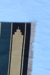 Tapis Dhurrie en coton multicolore de 4x6 pieds, fait main, technique tressée artisanale indienne, motif géométrique zigzag lavable pour la maison - Product Image 2