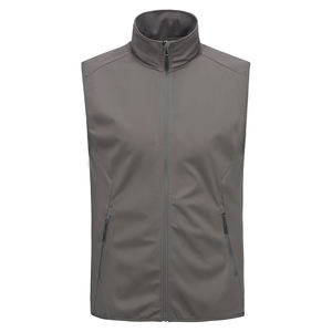 Mode Soft Shell Sans Manches Gilet Gris Couleur Full Zip Up Col Montant Thermique Doux Casual Wear Respirant Softshell Gilet - Product Image 1