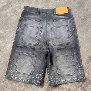 Coupe ample taille élastique vente en gros strass Shorts personnalisés grande taille strass Shorts pour un usage décontracté - Product Image 3