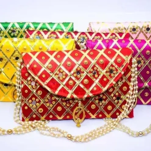 High Quality Handmade Women's Clutch with all over thread embroidery Clutch Fashionable Bag For Women