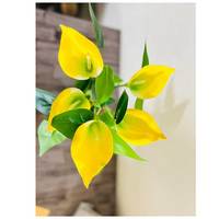 ABK IMPEX – Bouquet de 5 lys artificiels haute qualité effet naturel, en tissu, style moderne, pour mariage et décoration intérieure