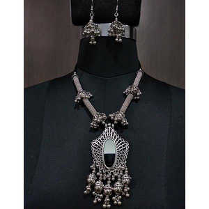 Jeweljunk Vintage Navratri <b>Necklace</b> Set 1112840 <b>Gold</b> Plate Rhodium Plated Beads with <b>Sapphire</b> Pearl Diamond for Gifts - Product Image 1