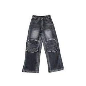 Jeans Boyfriend en Denim Évasé à Taille Moyenne Personnalisé, Déchiré, Vintage, Noir, Broderie, Respirant, Imperméable, à Carreaux, Léger, ODM - Product Image 1