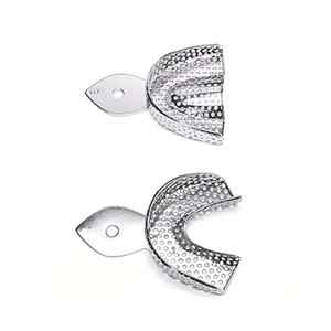 Plateaux d'empreintes dentaires supérieurs et inférieurs de petite taille Instrument manuel en acier inoxydable avec trous - Product Image 4