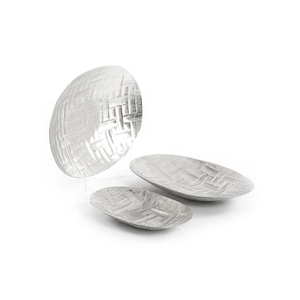 ชุดจานโลหะสีเงินพร้อมขอบพื้นผิวที่ทันสมัยปรับแต่งได้บนโต๊ะอาหารตกแต่งกลางถาดเสิร์ฟที่หรูหรา - Product Image 2