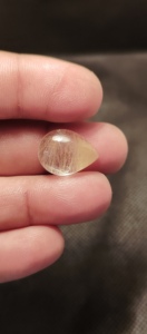 คริสตัลควอตซ์ธรรมชาติขายส่ง ควอตซ์รูไทล์สีทองทรงลูกแพร์ คริสตัลคาโบชอง งานฝีมือ ทำแหวนเครื่องประดับ DIY - Product Image 5