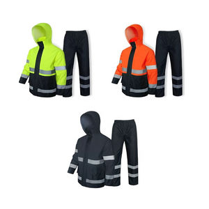 Tela Oxford 300D con revestimiento de PU, conjunto de chubasquero reflectante impermeable de alta visibilidad, ropa de trabajo reflectante, varios colores - Product Image 5