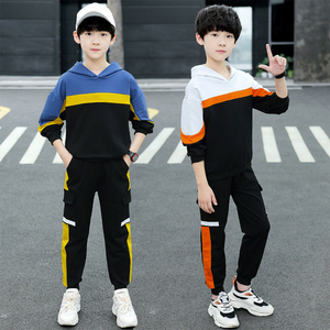 Kids Solid Breathable Fleece <b>Hoodie</b> Jogger Set Boys Two Piece Sportswear Outfit <b>Children</b> Hooded Sweatshirt Pants Fashion - Product Image 6