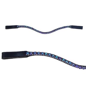 Best-seller Bandeaux de cheval en cuir à 1 rangée avec 10 mm verre cristal saphir bleu strass Top Seller Horse Products - Product Image 1