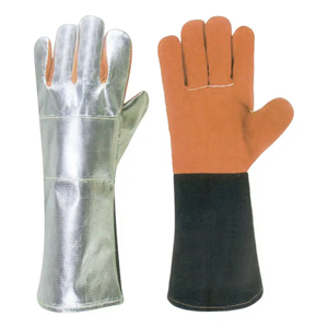 Premium Aluminized fire resistance Hand Work Safety <b>Welder</b> CE Cat Il Goat Grain Cow Split Argon <b>MIG</b> Arc Leather Welding Gloves - Product Image 6