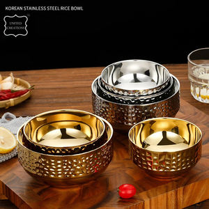 Vente chaude Style coréen double paroi en acier inoxydable en laiton décoratif or poli bol de service bol gravé - Product Image 4