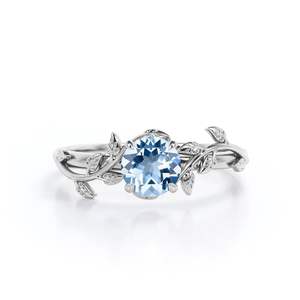 Hecho a mano Boho 925 plata esterlina Océano Azul Aguamarina anillo mujer minimalista anillo de boda joyería - Product Image 6