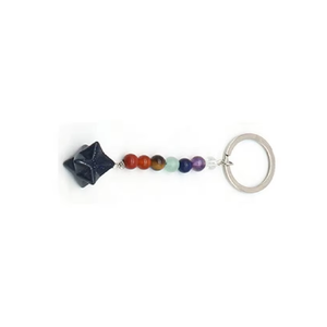 High quality Keychain Black agate Merkabah Star chakra bead <b>Key</b> Chine Natural Stone <b>Key</b> <b>Holder</b> Gifts for Women <b>Key</b> <b>Chain</b> - Product Image 1