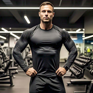 Bodybuilder Séchage Rapide Compression T-Shirts Hommes Entraînement À Manches Longues Vêtements De Sport Tee Top Hommes Compression Tee Shirt - Product Image 2