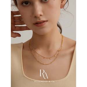 Set Collana 2-in-1 Impermeabile con Perline e Paillettes, Gioielli in Titanio Inossidabile - Design Raggi di Sole Celesti - Product Image 6